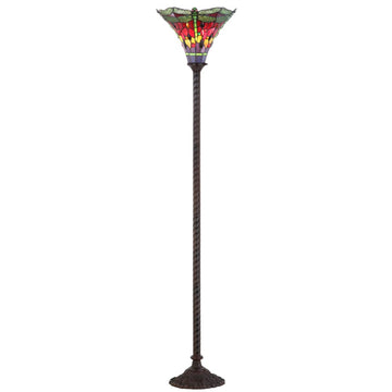Dragonfly Tiffany Style 71" Torchiere LED Floor Lamp - JONATHAN Y